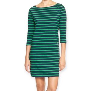 GAP Green Stripe Dress True Brit 3/4 Sleeves‎ Sz Small Mod Retro Dopamine Preppy